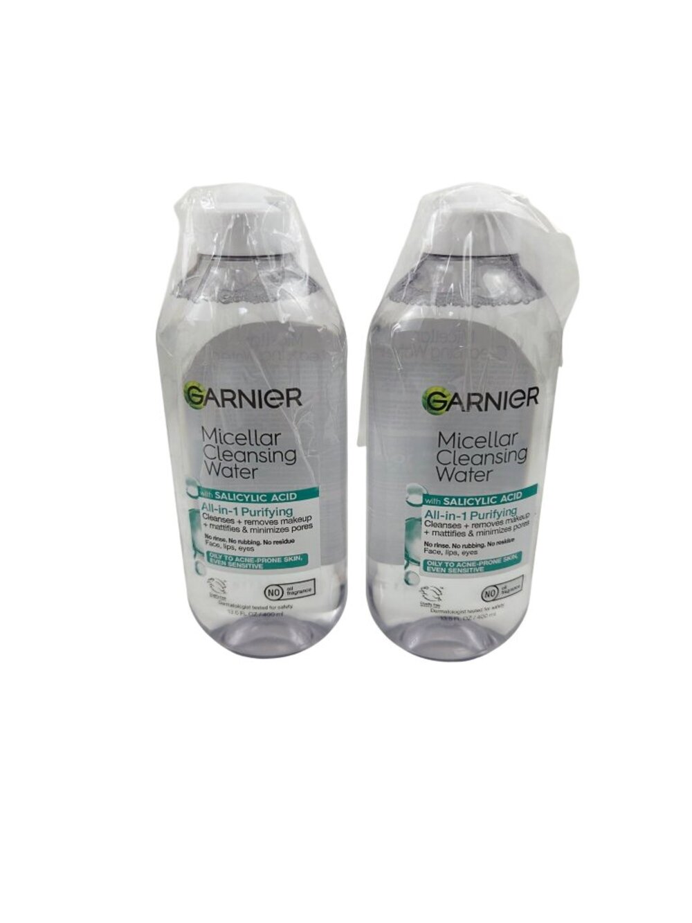 Garnier Micellar Cleansing Water Set of 2 Salicylic Acid 13.5 oz Acne Vegan NEW